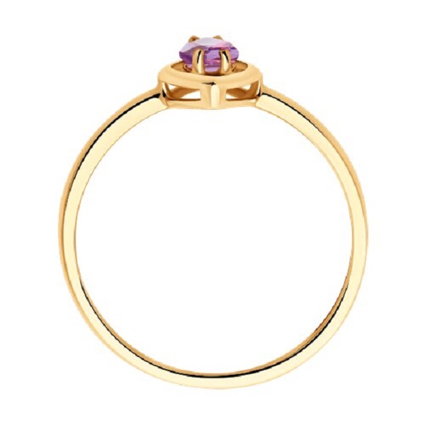 Кольцо из красного золота с аметистом