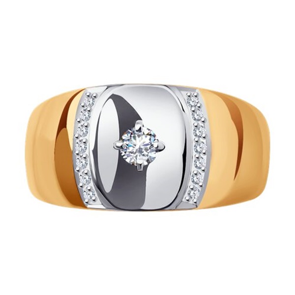 Кольцо из красного золота с фианитами