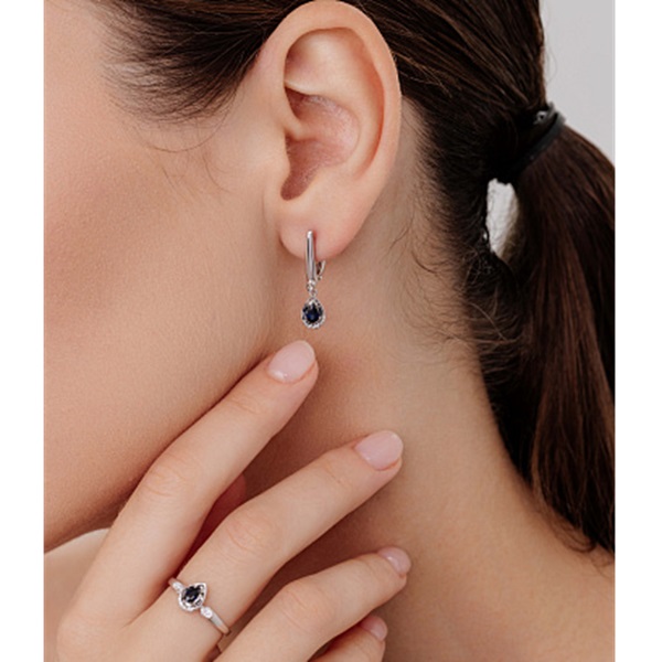 Серьги из белого золота с сапфирами и бриллиантами