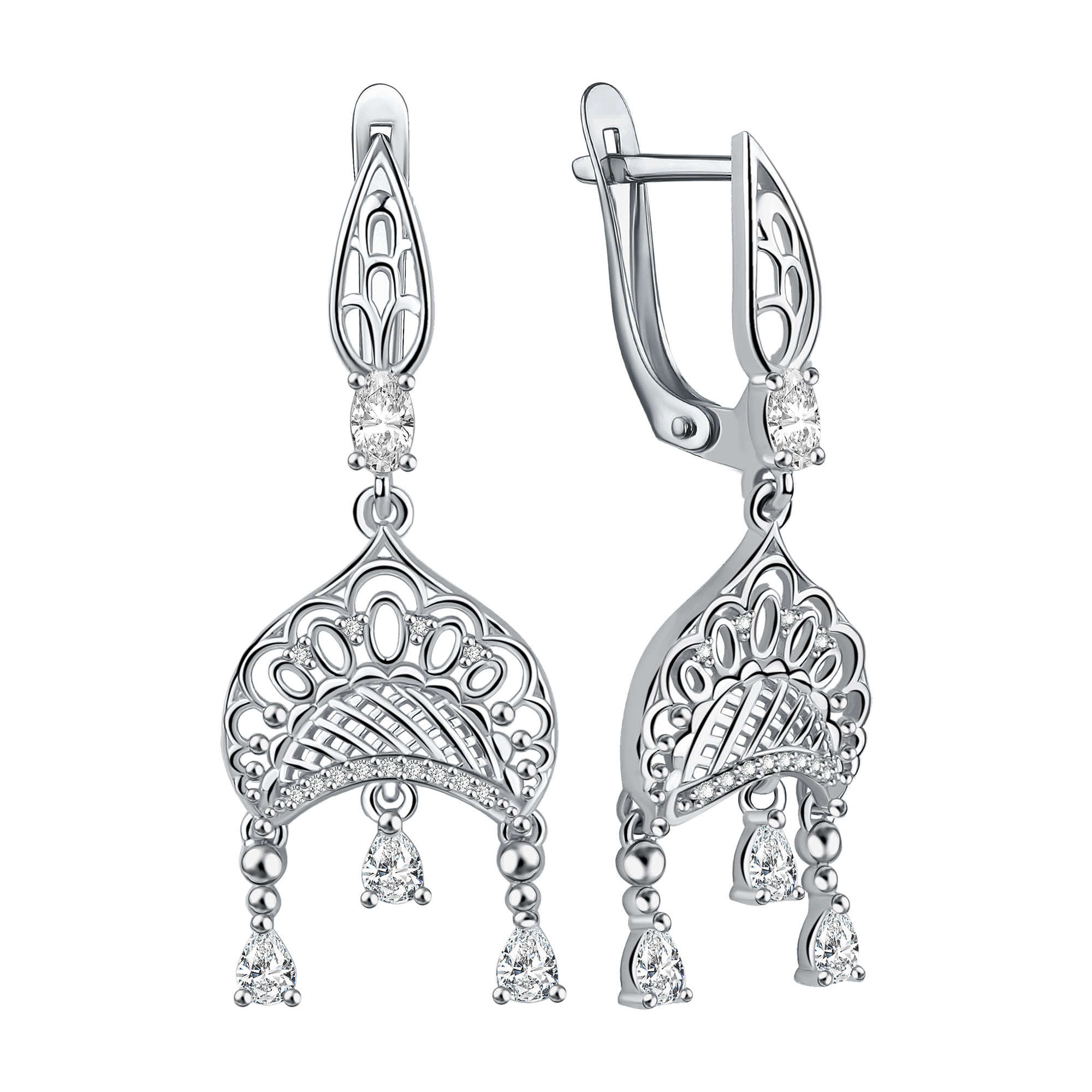 Серьги из серебра с фианитами
