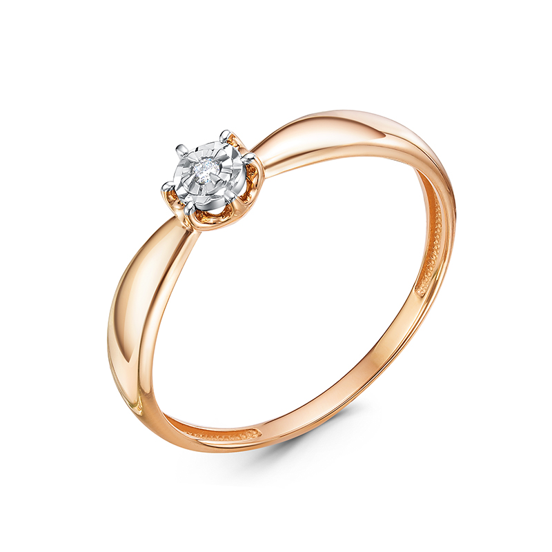 Кольцо из красного золота с бриллиантом