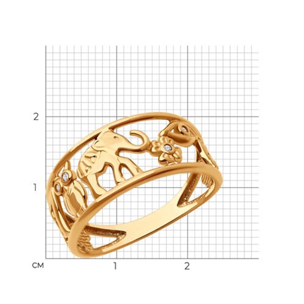 Кольцо из красного золота с фианитами