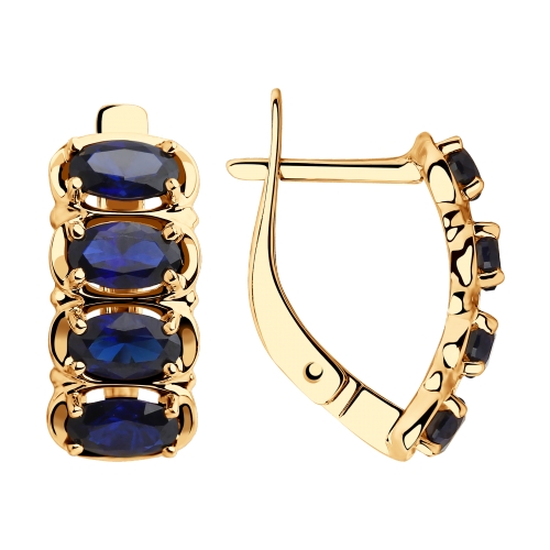 Серьги из красного золота с корундами