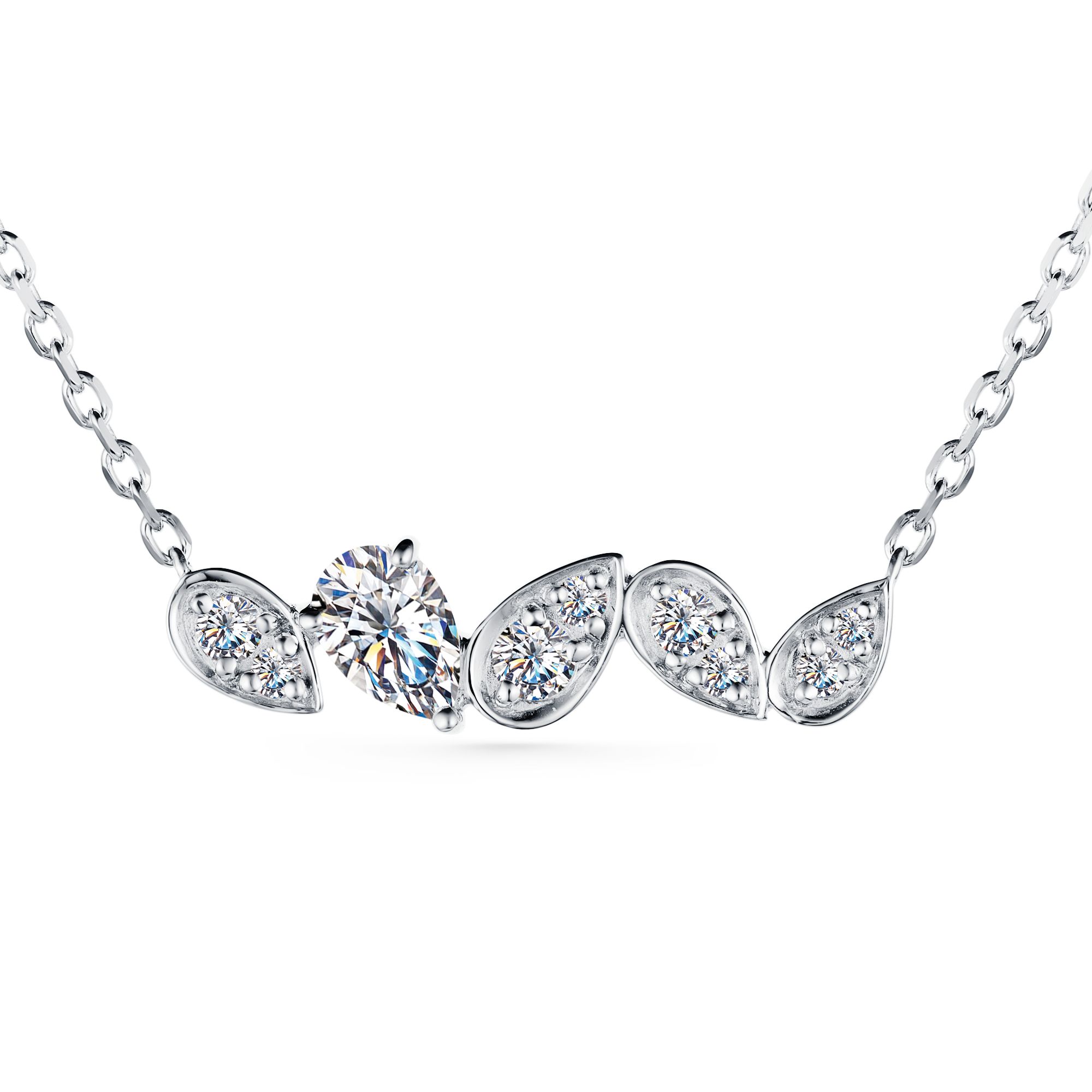 Колье из серебра с фианитами и горным хрусталем