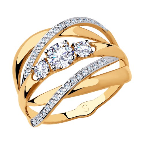 Кольцо из красного золота с фианитами