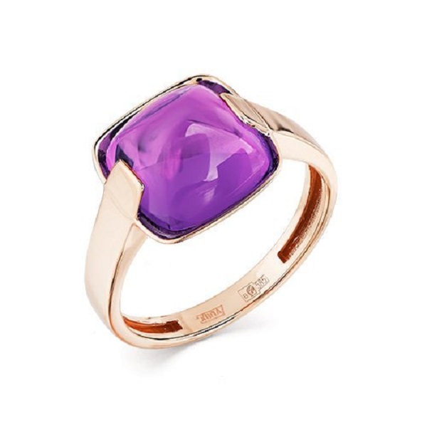 Кольцо из красного золота с аметистом