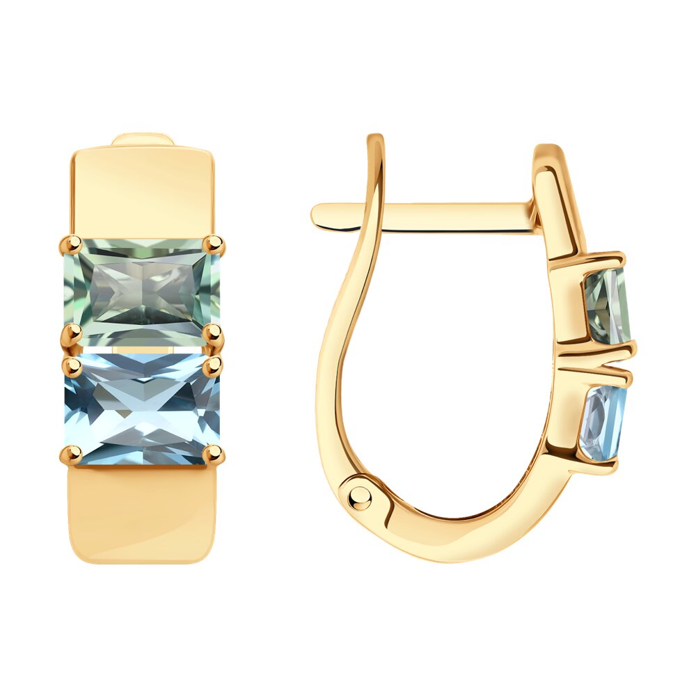 Серьги из красного золота с топазами и празиолитами