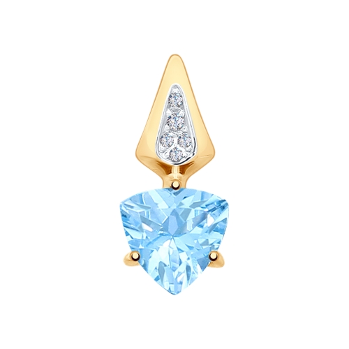 Подвеска из красного золота с топазом и фианитами
