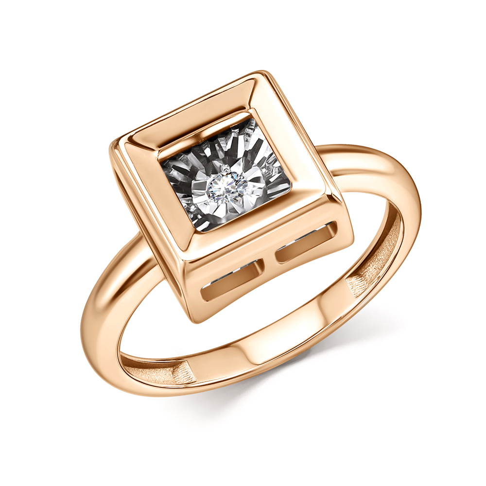 Кольцо из красного золота с танцующим бриллиантом