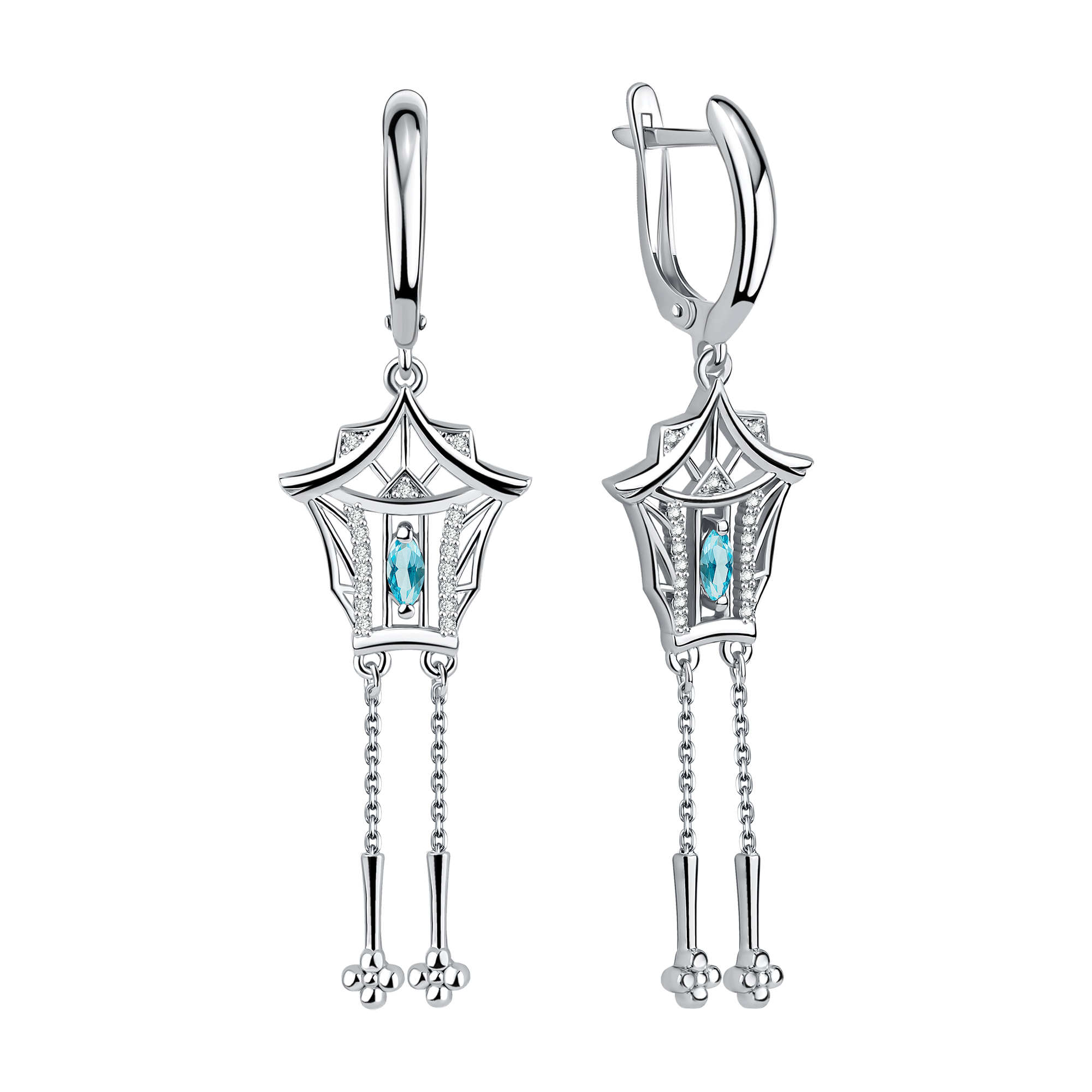 Серьги из серебра с фианитами