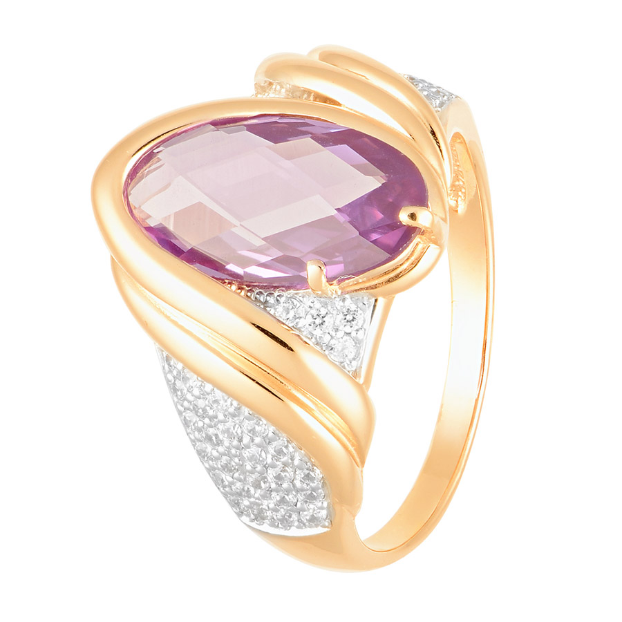 Кольцо из красного золота с аметрином и фианитами