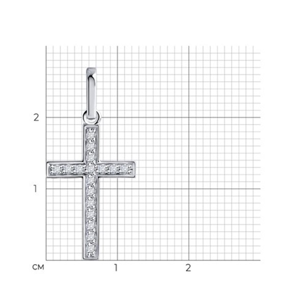 Декоративный крестик из белого золота с бриллиантами