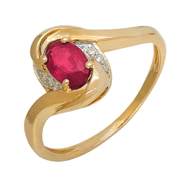 Кольцо из красного золота с рубином и бриллиантами