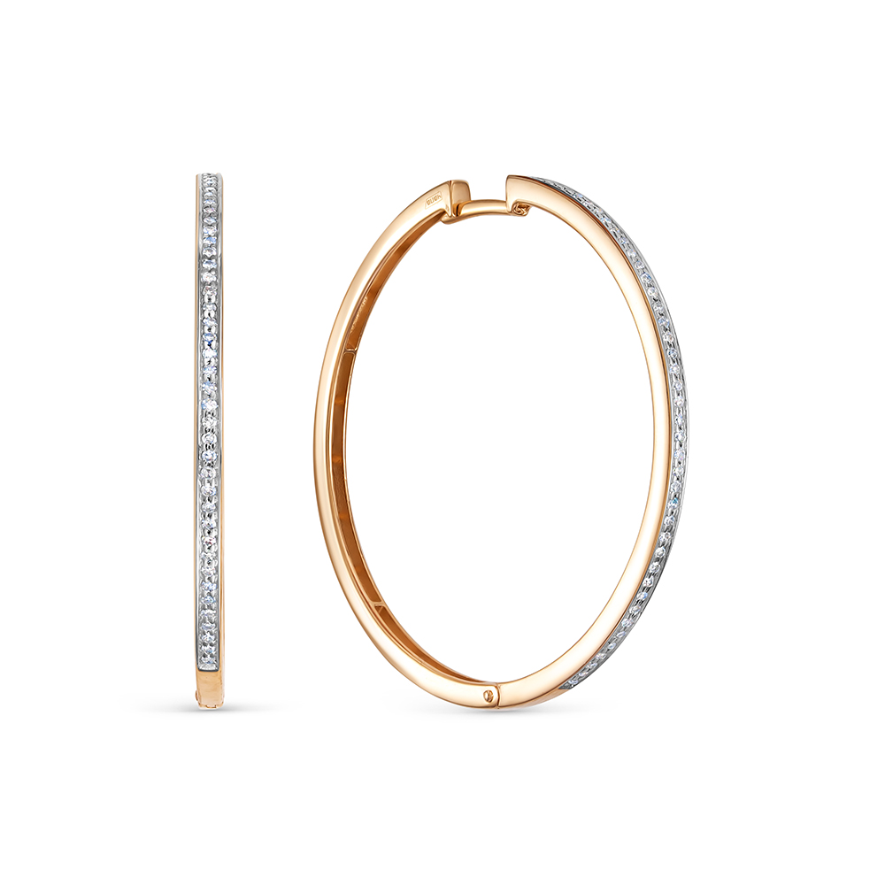 Серьги конго из красного золота с бриллиантами