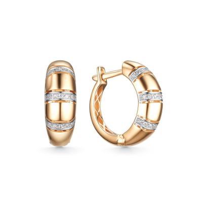 Серьги из красного золота с фианитами