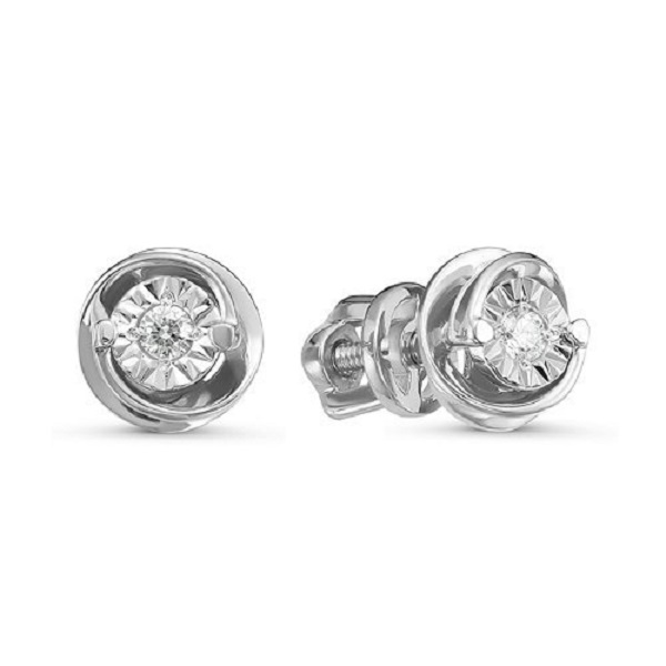 Серьги пусеты из золота с бриллиантами