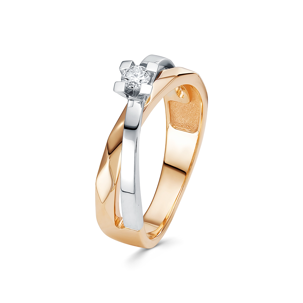 Кольцо из красного золота с бриллиантом