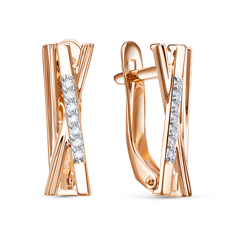 Серьги из красного золота с фианитами