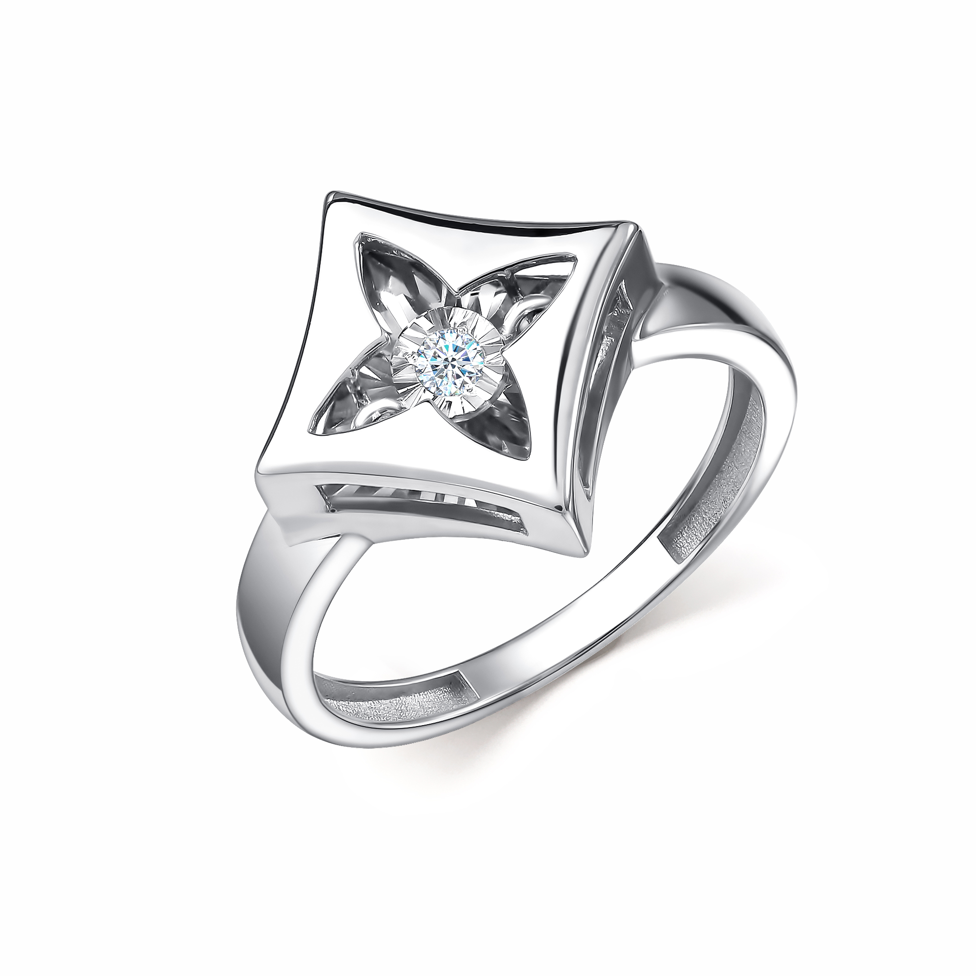 Кольцо из белого золота с бриллиантами