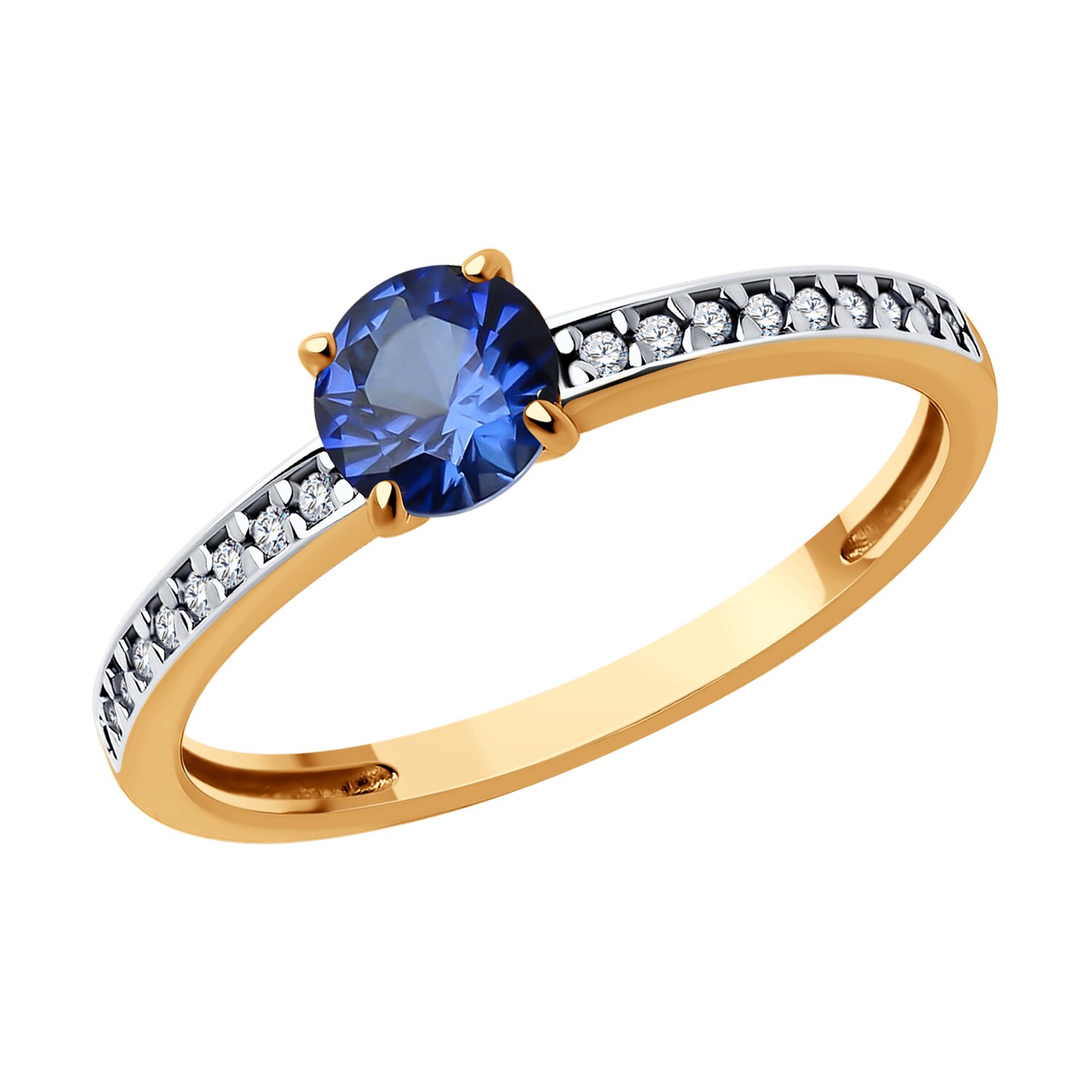 Кольцо из серебра с корундом и фианитами