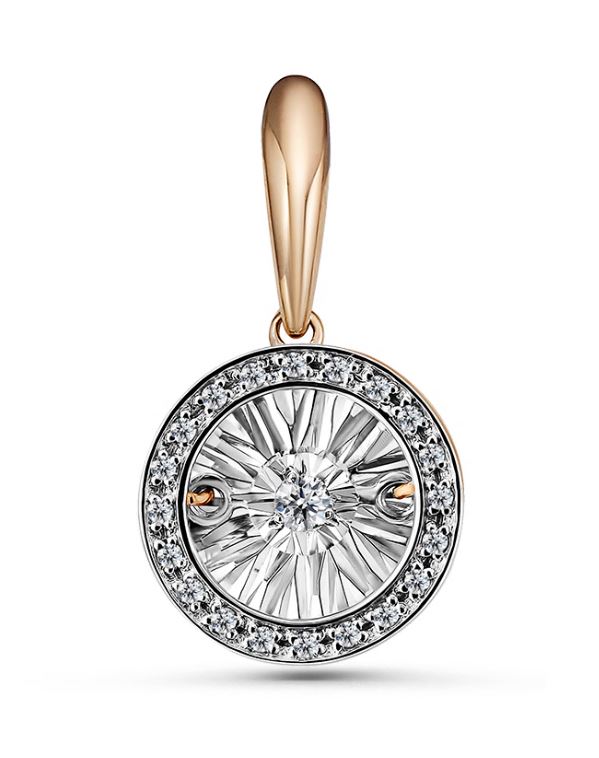 Подвеска из красного золота с танцующим бриллиантом