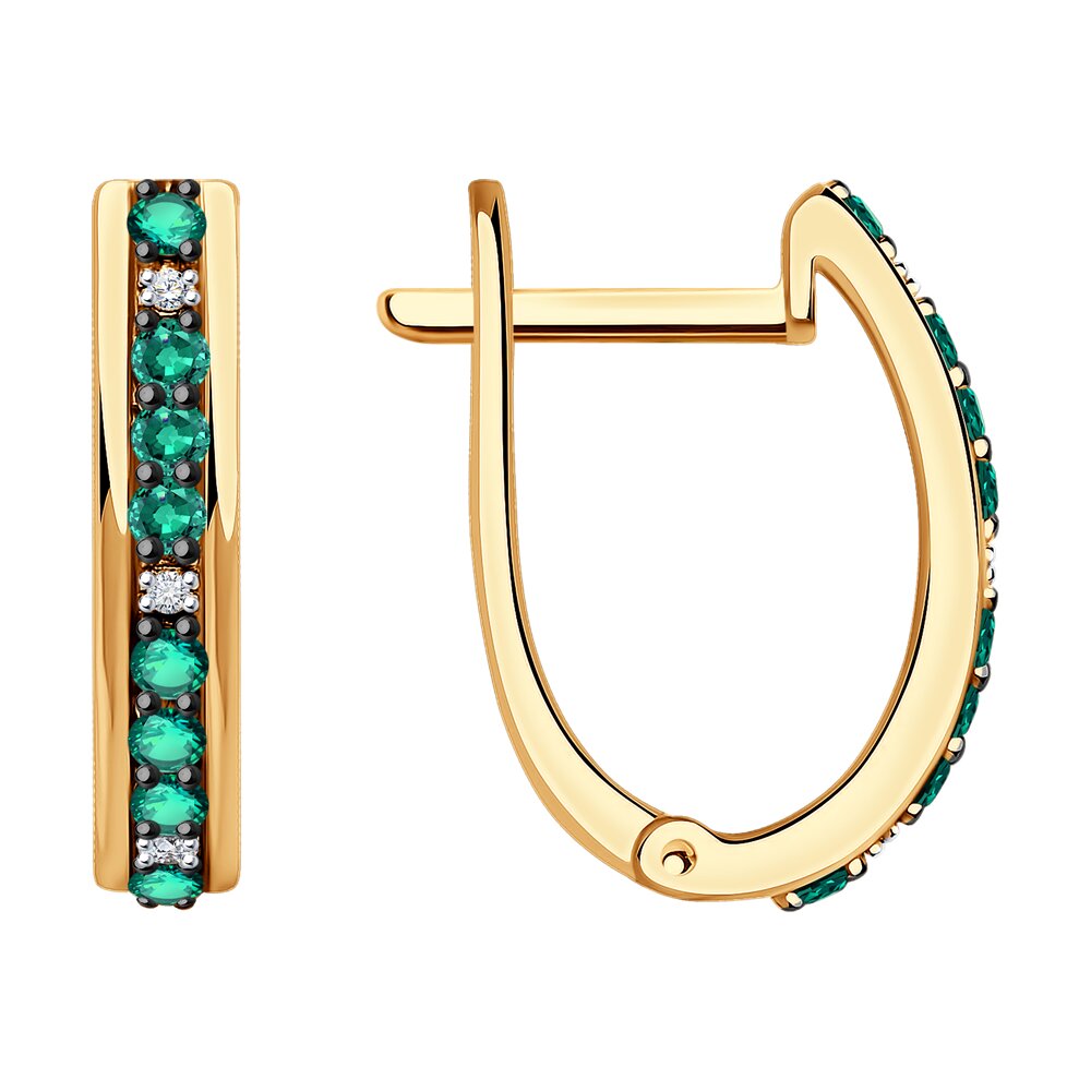 Серьги из красного золота с изумрудами и бриллиантами