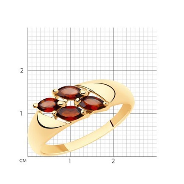 Кольцо из красного золота с гранатами