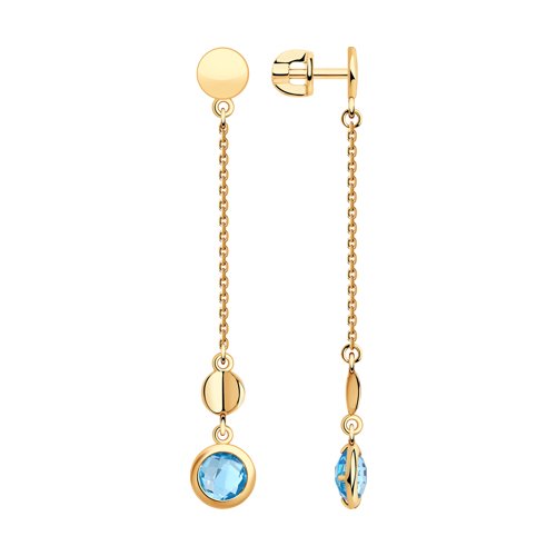 Серьги пусеты из красного золота с топазами