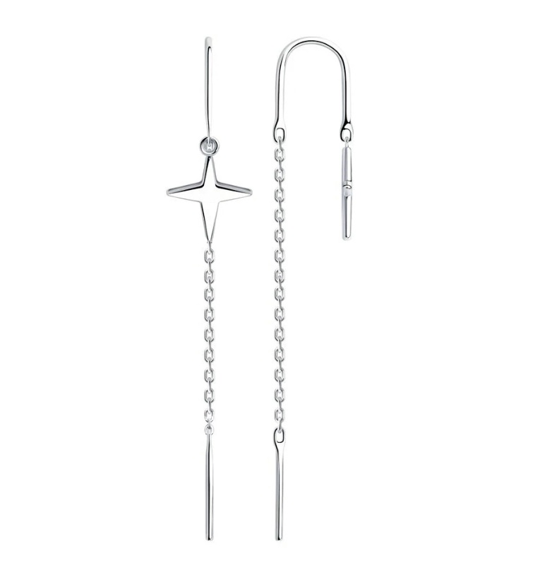 Серьги-цепочки из серебра