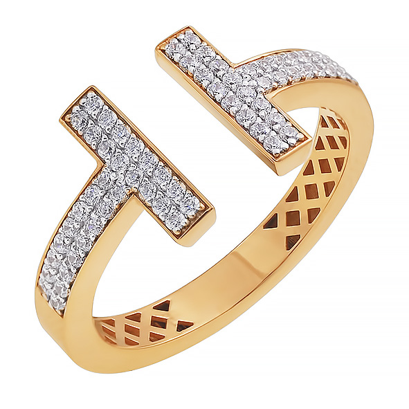 Кольцо из красного золота с фианитами