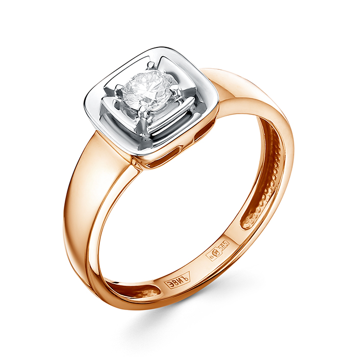 Кольцо из красного золота с бриллиантом