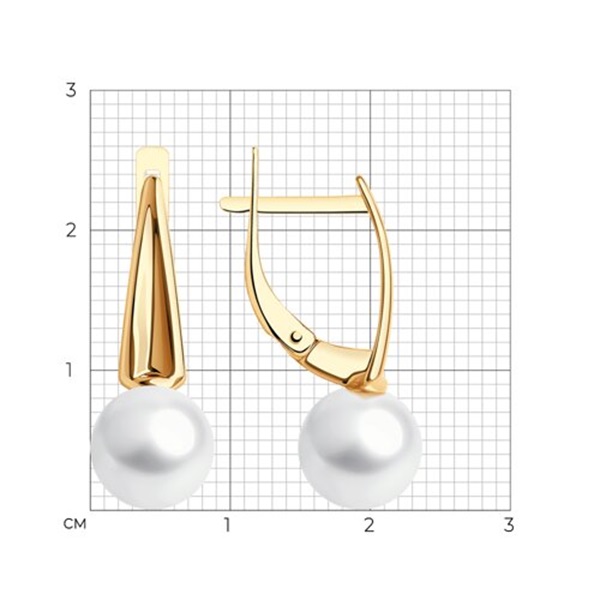 Серьги из красного золота с жемчугом