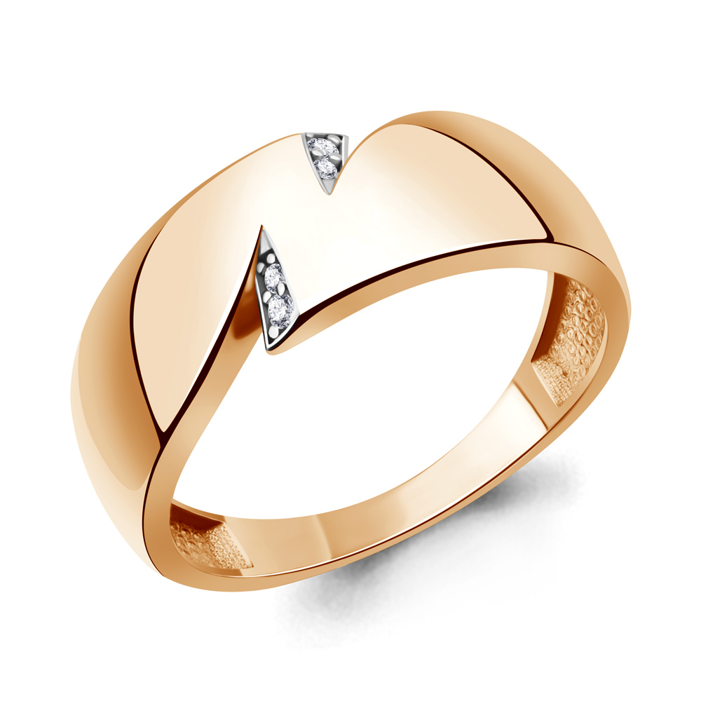 Кольцо из красного золота с фианитами