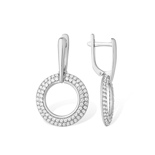 Серьги из серебра с фианитами