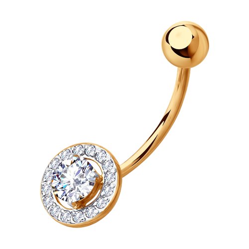 Пирсинг из красного золота с фианитами