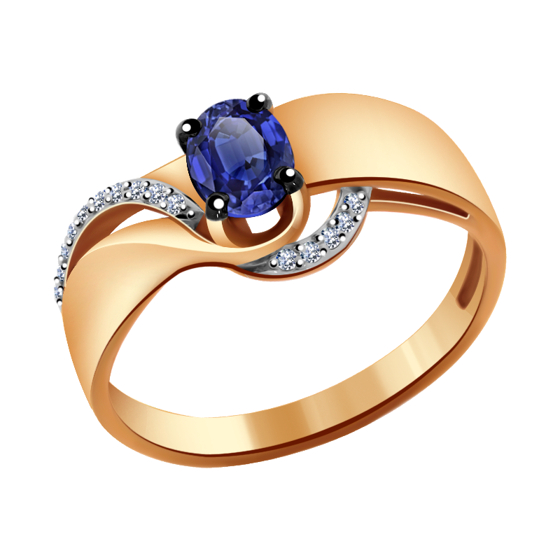 Кольцо из золота с сапфиром и бриллиантами