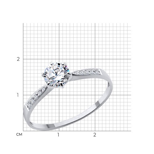 Кольцо из белого золота с фианитами