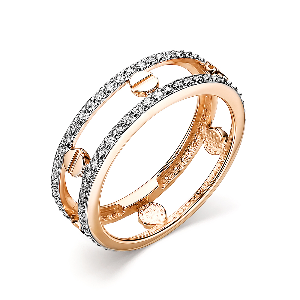 Кольцо из красного золота с фианитами