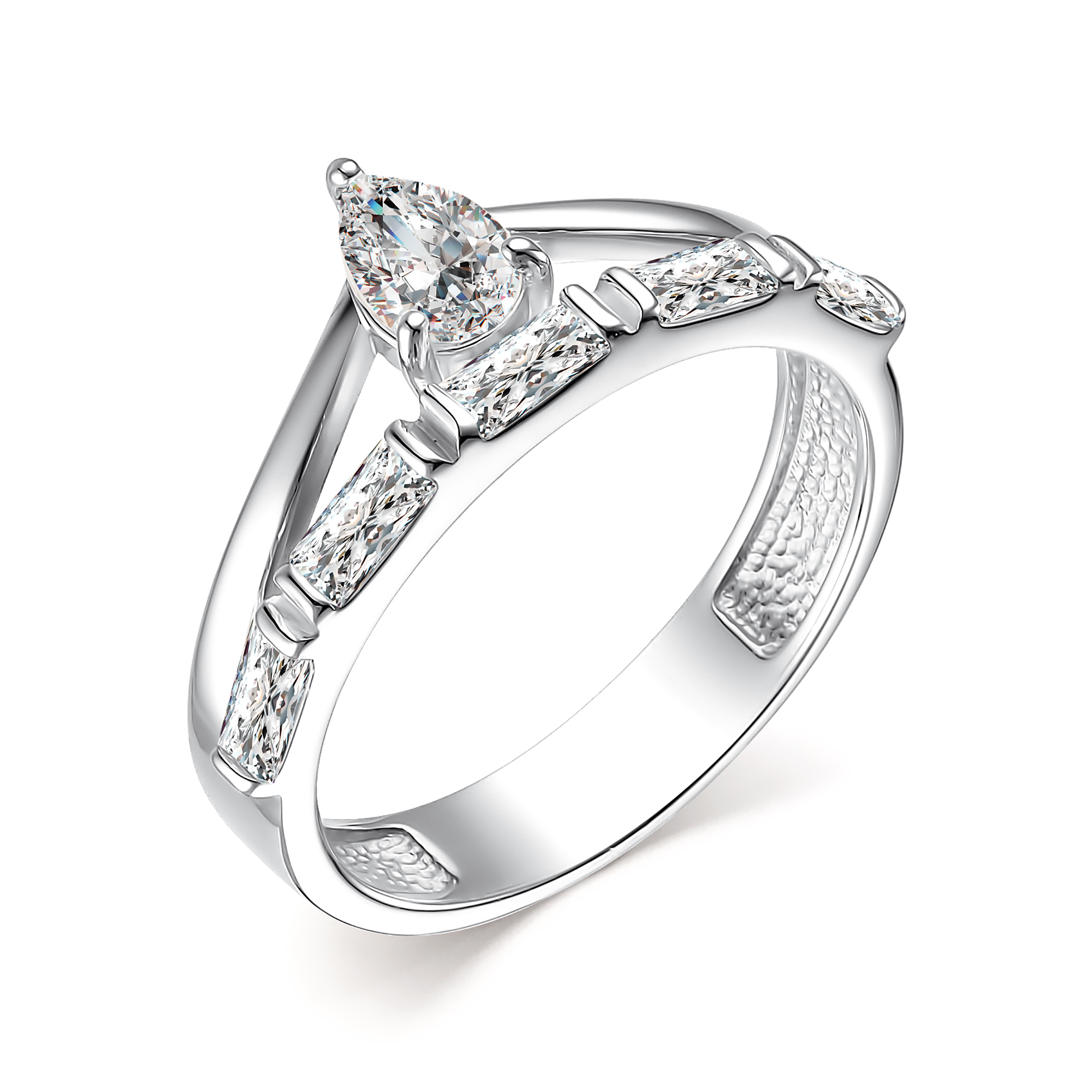 Кольцо из серебра с горным хрусталем и фианитами