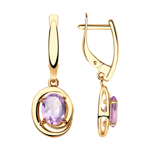 Серьги из красного золота с аметистами