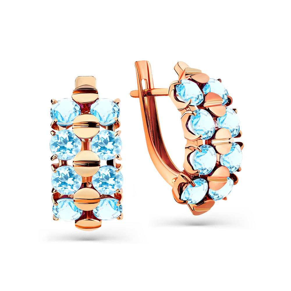 Серьги из красного золота с топазами