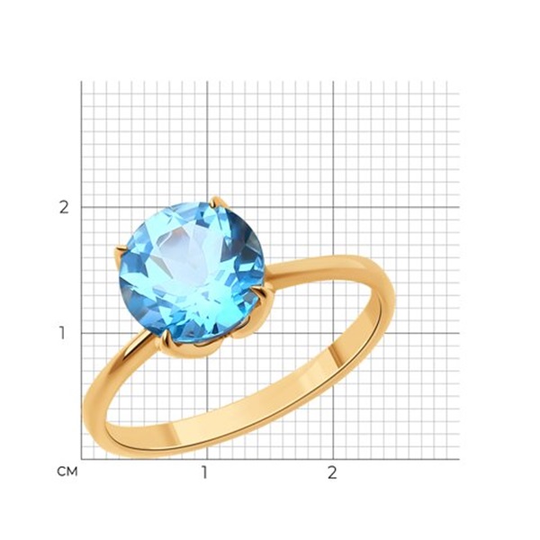 Кольцо из красного золота с топазом и эмалью