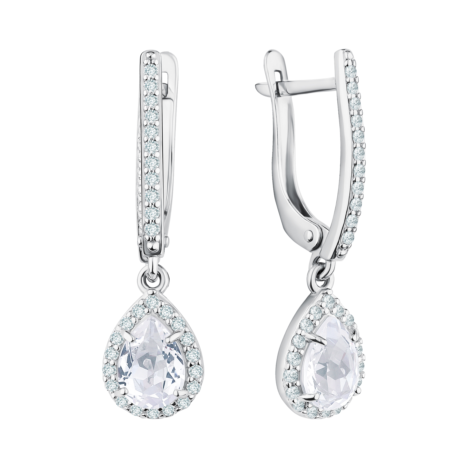Серьги из серебра с фианитами