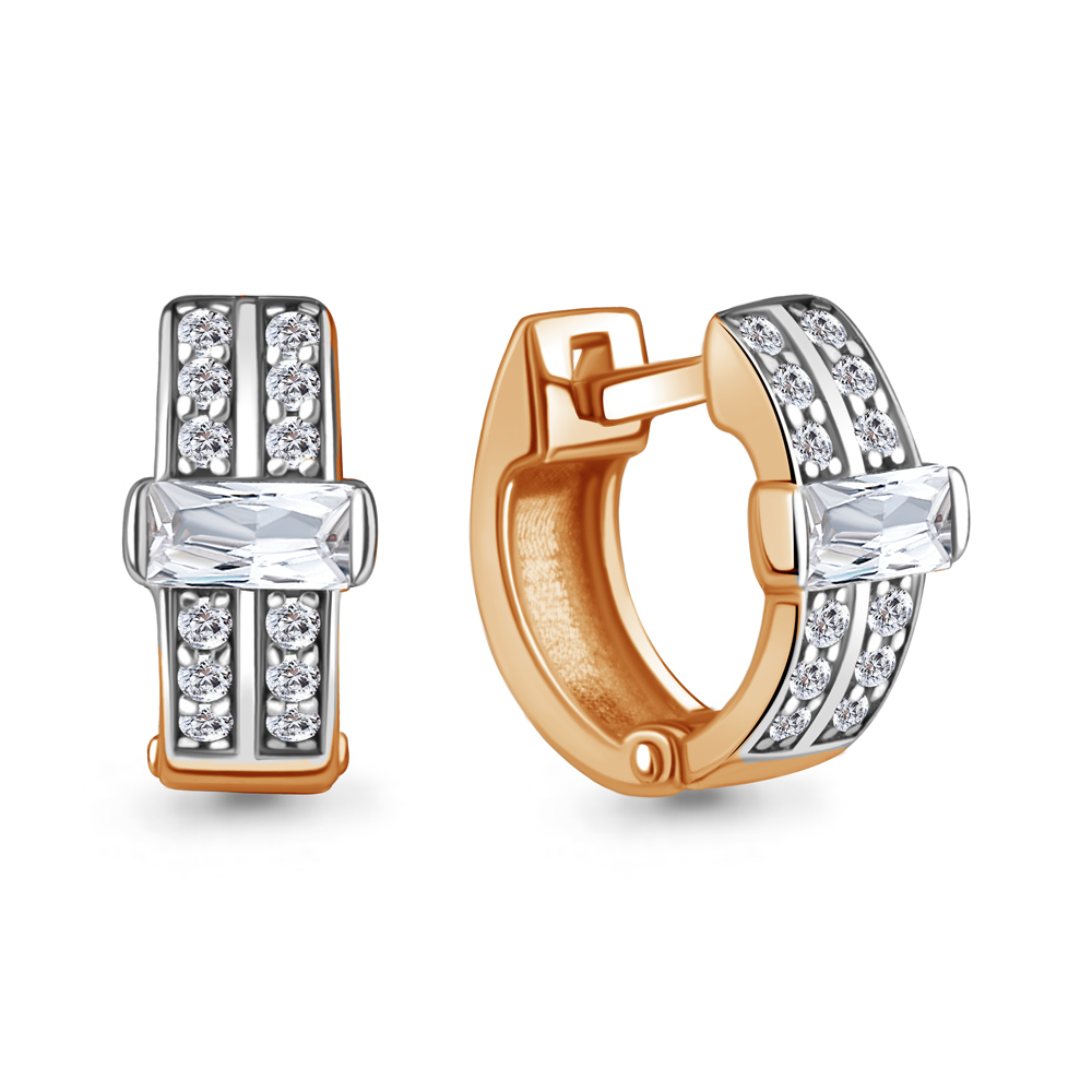 Серьги из красного золота с фианитами