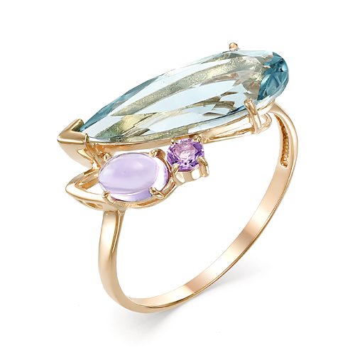 Кольцо из красного золота с миксом камней