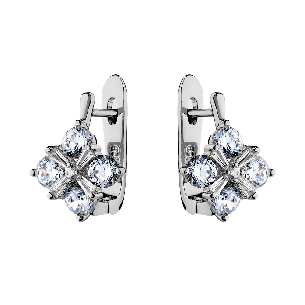 Серьги из серебра с фианитами