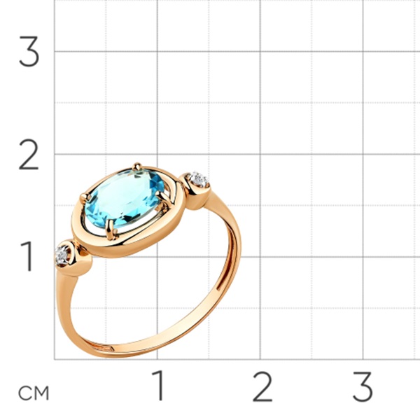 Кольцо из красного золота с топазом и фианитами