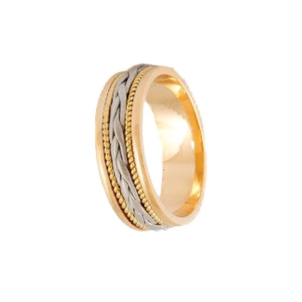 Обручальное кольцо из комбинированного золота с алмазной гранью