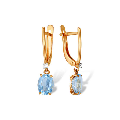 Серьги из красного золота с топазами и фианитами