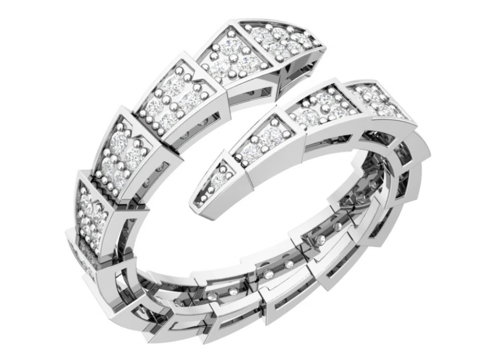 Кольцо из серебра с фианитами «Змея»